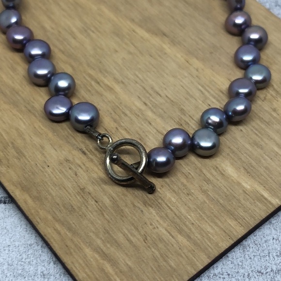 Artisan button potato peacock pearls bracelet sterling silver clasp coastal boho - Picture 3 of 6